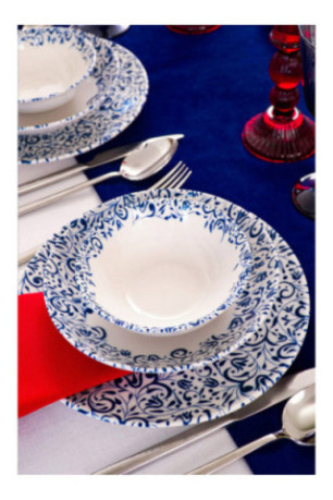 Service de table (18 pièces) - Blanc Bleu
