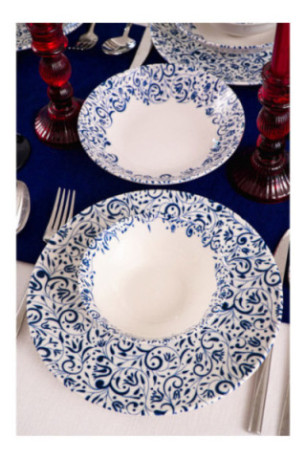 Service de table (18 pièces) - Blanc Bleu