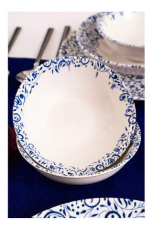 Service de table (18 pièces) - Blanc Bleu