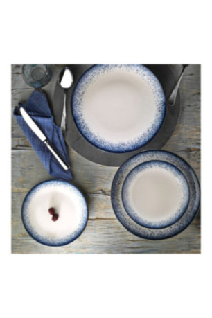Service de table (18 pièces) - Bleu foncé Blanc