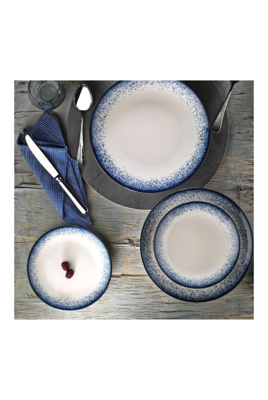 Service de table (18 pièces) - Bleu foncé Blanc