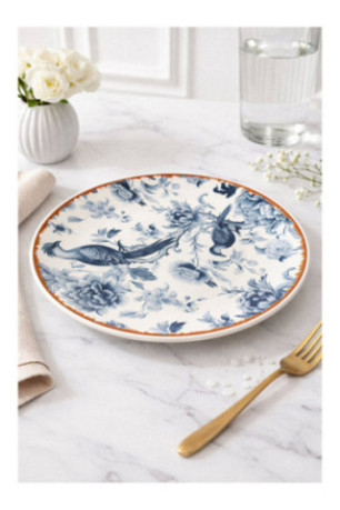 Service de table (24 pièces) - Blanc Bleu Orange