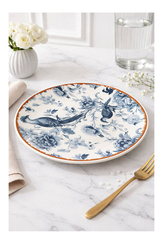 Service de table (24 pièces) - Blanc Bleu Orange