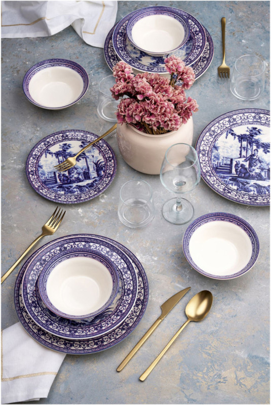 Service de table (24 pièces) - Bleu Blanc