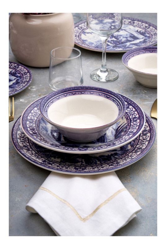 Service de table (24 pièces) - Bleu Blanc