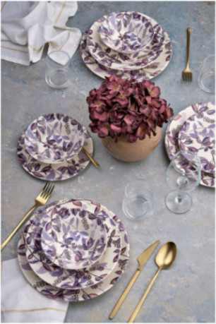 Service de table (24 pièces) - Violet Lilas Blanc