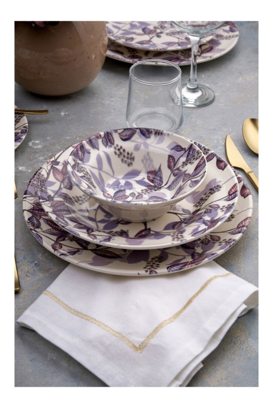 Service de table (24 pièces) - Violet Lilas Blanc