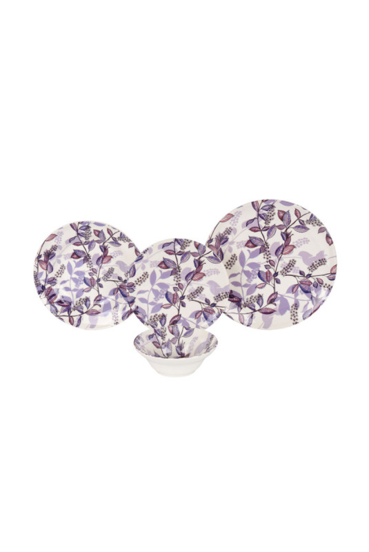 Service de table (24 pièces) - Violet Lilas Blanc