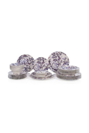Service de table (24 pièces) - Violet Lilas Blanc