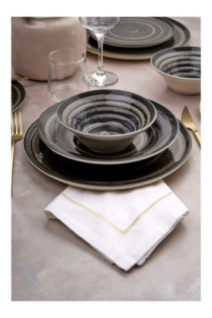 Service de table (24 pièces) - Vert foncé Noir Marron Blanc