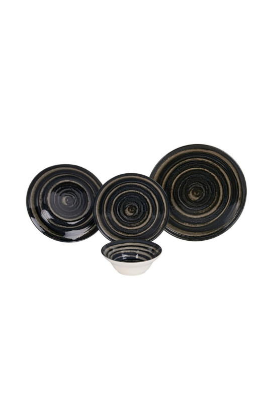 Service de table (24 pièces) - Vert foncé Noir Marron Blanc