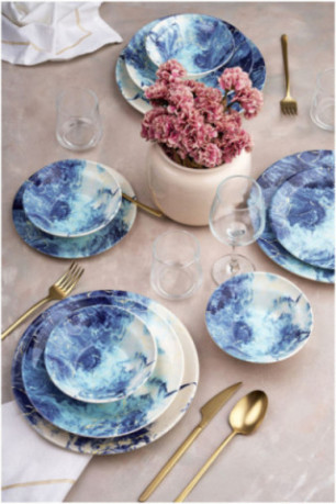 Service de table (24 pièces) - Bleu clair bleu blanc