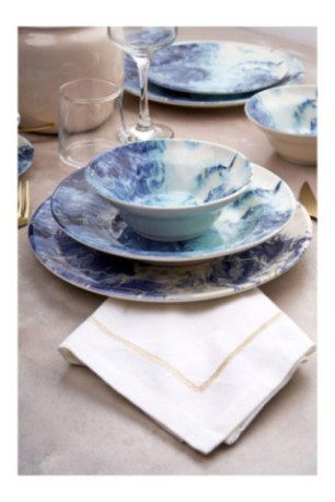 Service de table (24 pièces) - Bleu clair bleu blanc