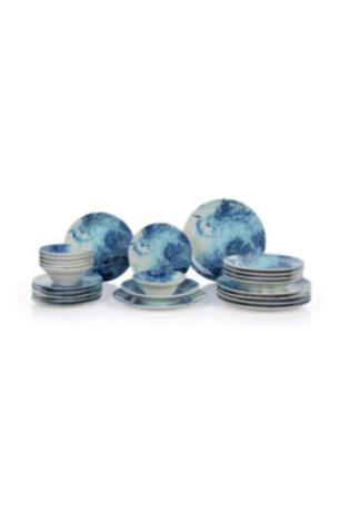 Service de table (24 pièces) - Bleu clair bleu blanc