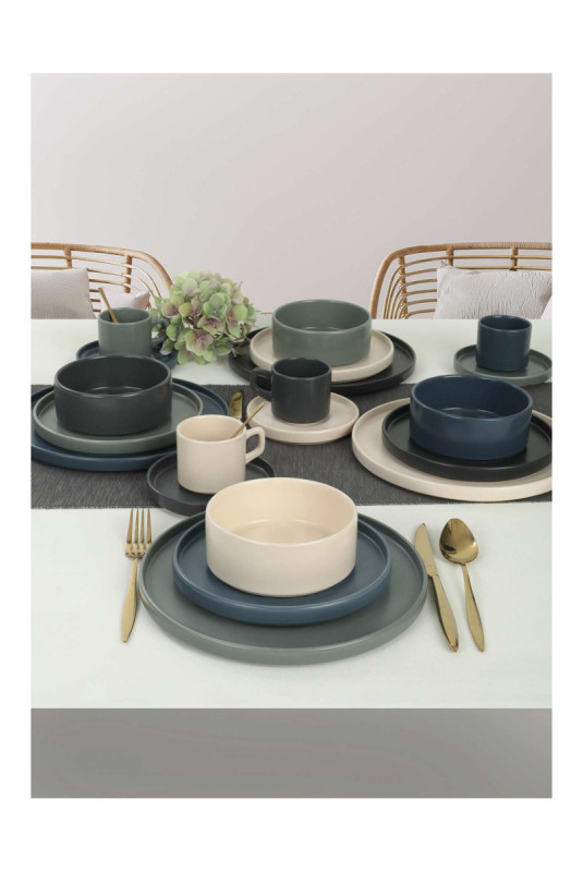 Service de table en céramique (20 pièces) - Multicolore