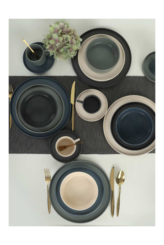 Service de table en céramique (20 pièces) - Multicolore