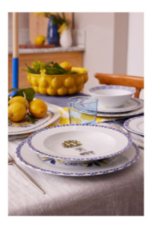 Service de table (26 pièces) - Blanc Jaune Bleu