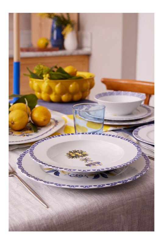 Service de table (26 pièces) - Blanc Jaune Bleu