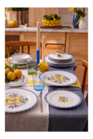 Service de table (26 pièces) - Blanc Jaune Bleu