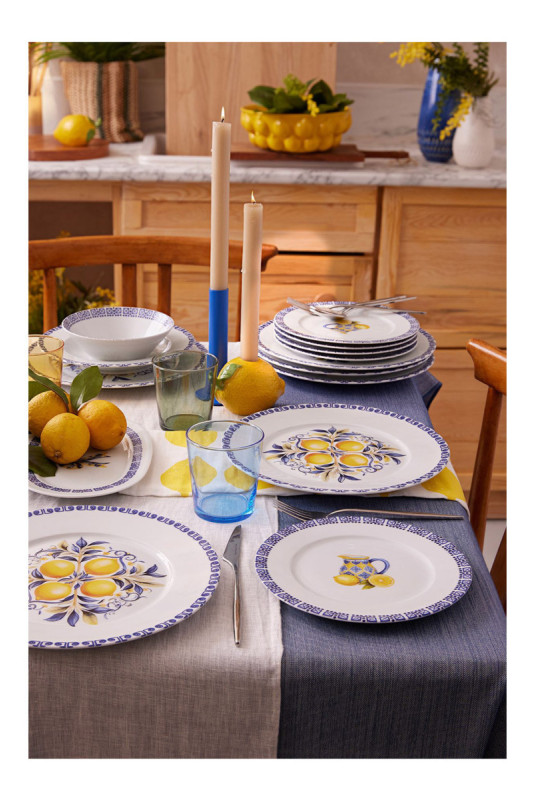 Service de table (26 pièces) - Blanc Jaune Bleu