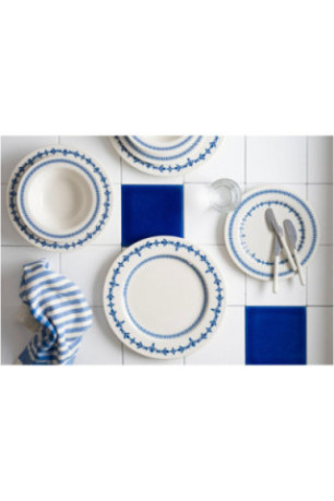 Service de table (24 pièces) - Blanc Bleu