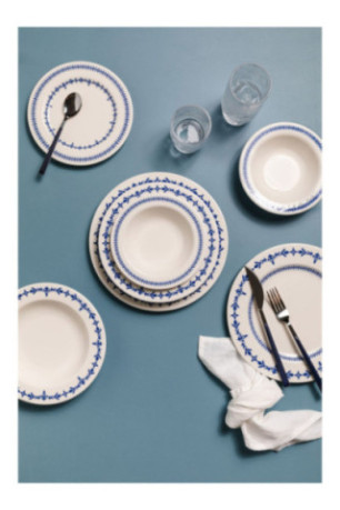 Service de table (24 pièces) - Blanc Bleu