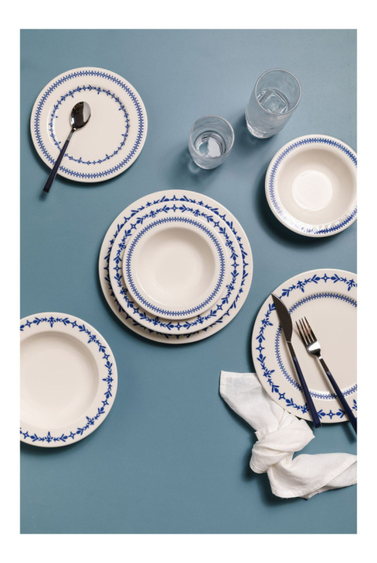 Service de table (24 pièces) - Blanc Bleu