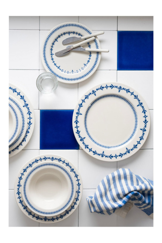 Service de table (24 pièces) - Blanc Bleu