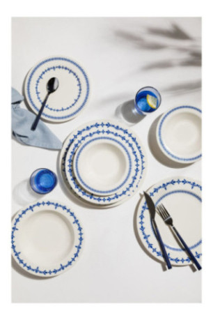Service de table (24 pièces) - Blanc Bleu