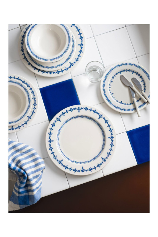 Service de table (24 pièces) - Blanc Bleu