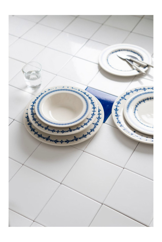 Service de table (24 pièces) - Blanc Bleu