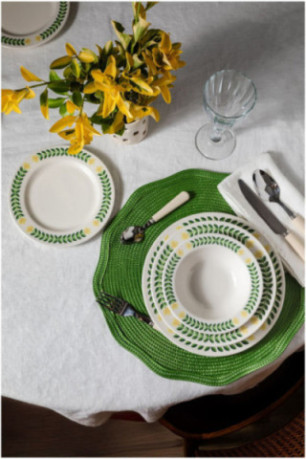 Service de table (24 pièces) - Blanc Vert Jaune