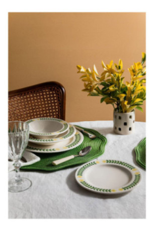 Service de table (24 pièces) - Blanc Vert Jaune