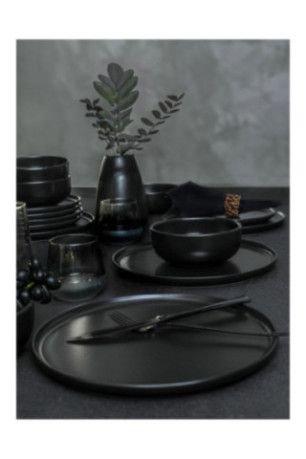 Service de table en céramique (18 pièces) - Noir
