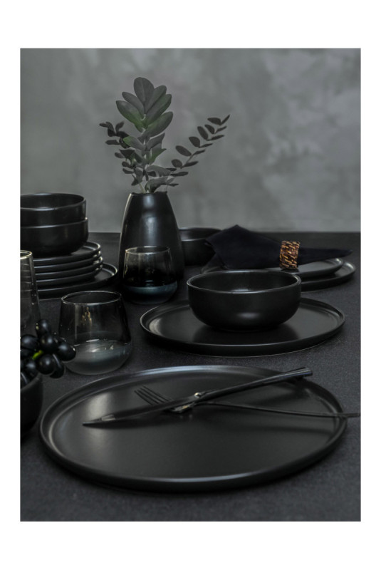 Service de table en céramique (18 pièces) - Noir