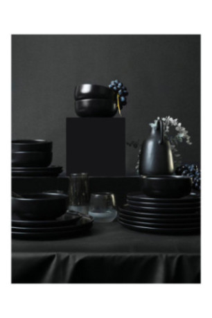 Service de table en céramique (18 pièces) - Noir