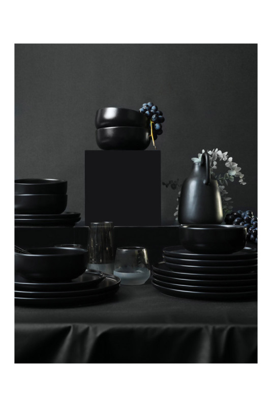 Service de table en céramique (18 pièces) - Noir