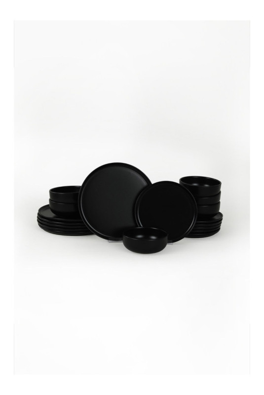 Service de table en céramique (18 pièces) - Noir