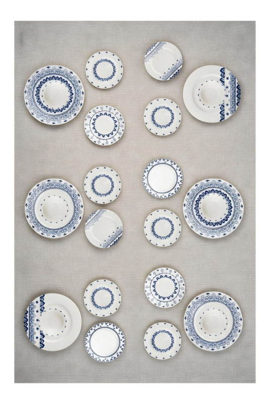 Service de table (24 pièces) - Blanc Bleu
