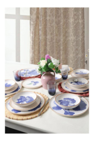Service de table (18 pièces) - Blanc Bleu Or