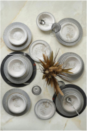 Service de table (18 pièces) - Crème grise