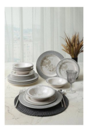 Service de table (18 pièces) - Crème grise