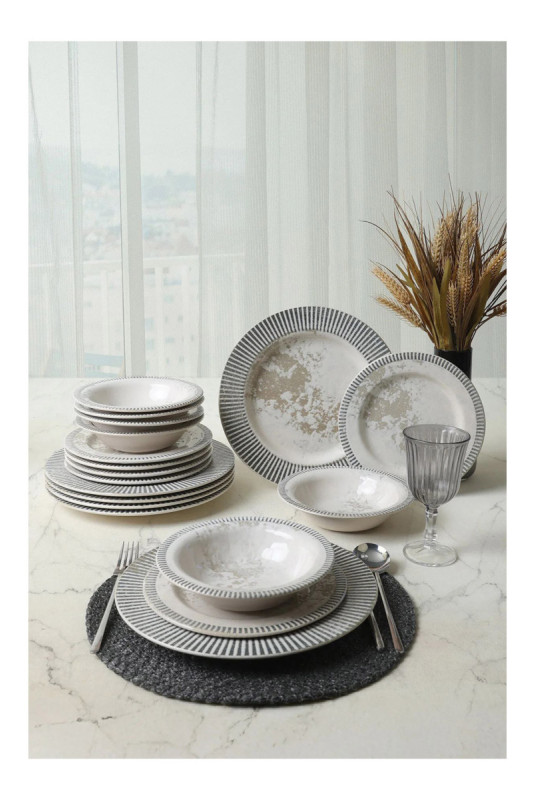 Service de table (18 pièces) - Crème grise