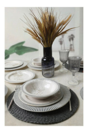 Service de table (18 pièces) - Crème grise