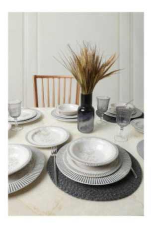 Service de table (18 pièces) - Crème grise