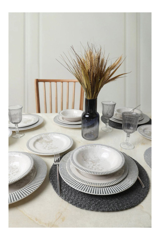 Service de table (18 pièces) - Crème grise