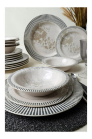 Service de table (18 pièces) - Crème grise