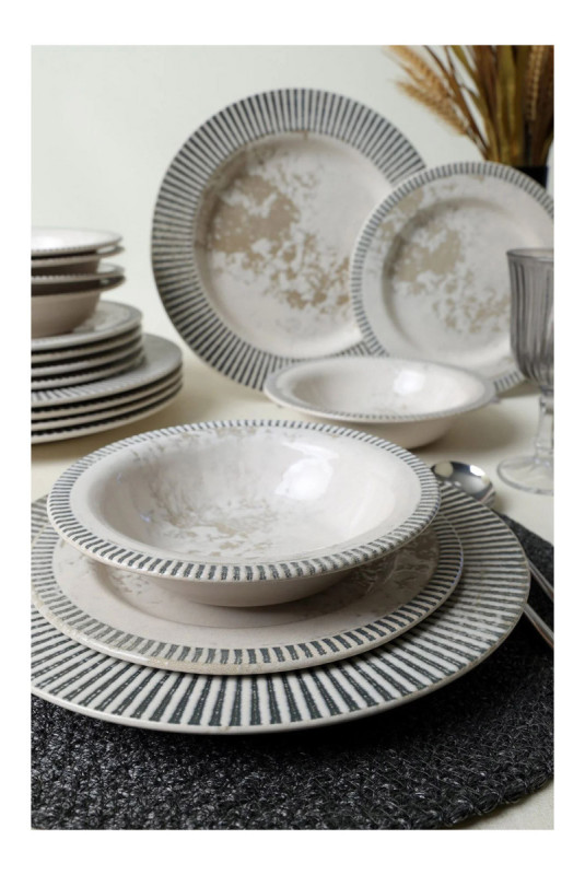 Service de table (18 pièces) - Crème grise
