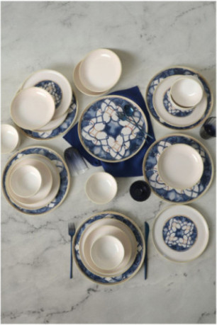 Service de table (24 pièces) - Blanc Bleu
