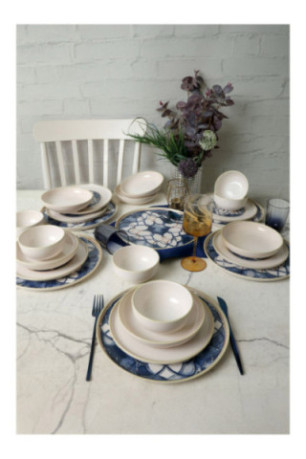 Service de table (24 pièces) - Blanc Bleu